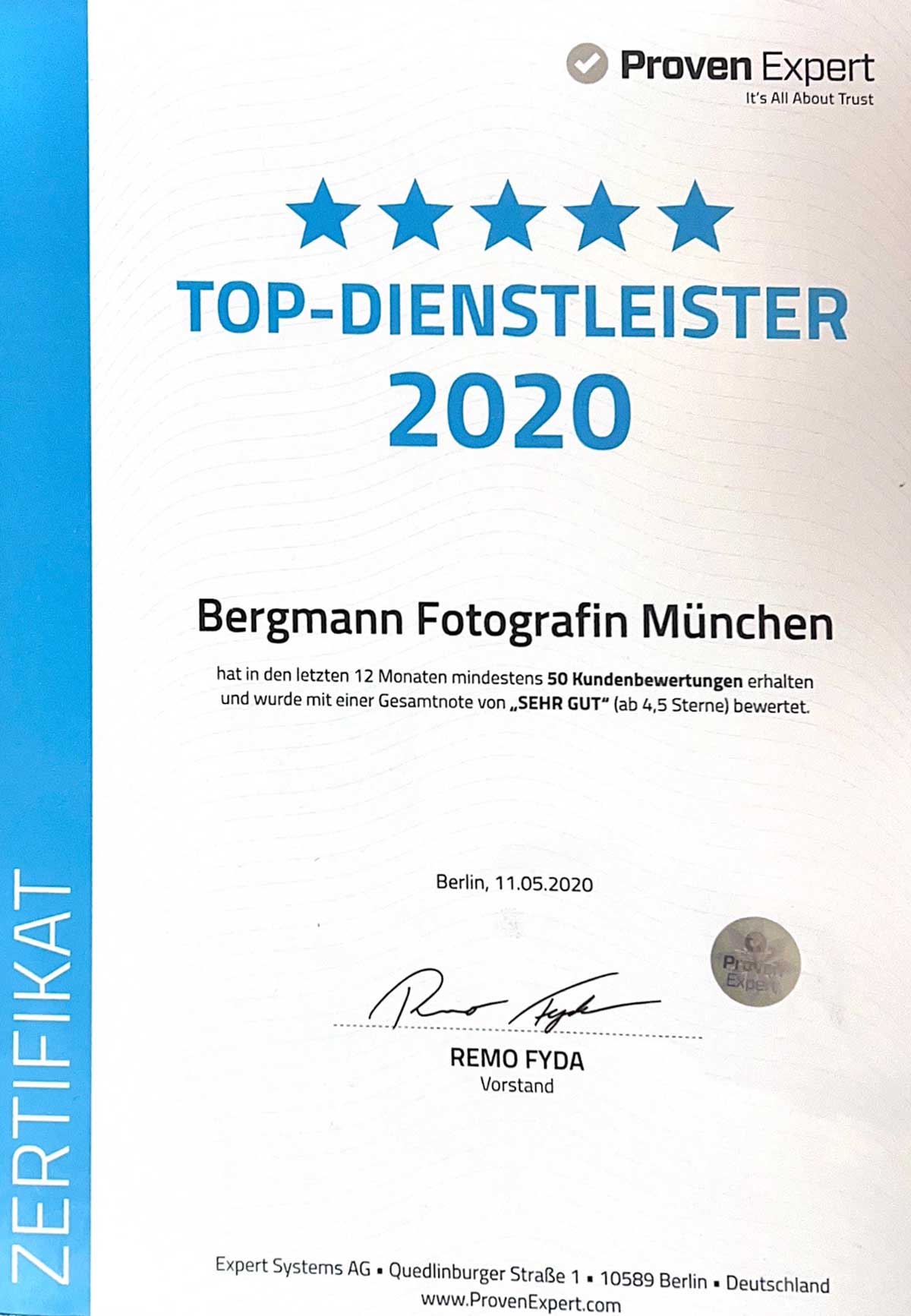 Top-Dienstleister-Provenexpert-2020 Bergmann Fotografin